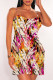 Colour Sexy Geometric Print Contrast U Neck Printed Dresses