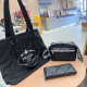 Black Casual Letters Patchwork Zipper Contrast Bags