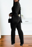 Black Sexy Solid Color Hot Drill V Neck Bodycon Jumpsuits