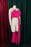 Purple Sexy Solid Color Heart Shaped Patchwork Backless Strapless Tops