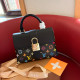 Black Casual Letters Gradient Metal Accessories Trim Contrast Bags
