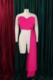 Purple Sexy Solid Color Heart Shaped Patchwork Backless Strapless Tops