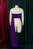 Purple Sexy Solid Color Heart Shaped Patchwork Backless Strapless Tops