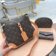 Brown Street Letters Patchwork Zipper Contrast Bags