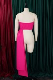 Purple Sexy Solid Color Heart Shaped Patchwork Backless Strapless Tops