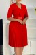 Red Casual Solid Color With Belt V Neck A Line Dresses