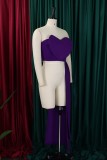 Purple Sexy Solid Color Heart Shaped Patchwork Backless Strapless Tops