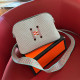 Blue Gray Casual Letters Embroidered Zipper Contrast Bags