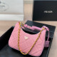 Pink Street Solid Color Patchwork Chains Zipper Bags