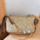 Apricot Casual Letters Patchwork Chains Zipper Bags