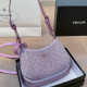 Light Purple Celebrities Solid Color Patchwork Zipper Rhinestone Decor Bags