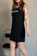 Black Casual Letters Patchwork Straight Dresses