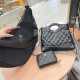 Black Casual Solid Color Patchwork Chains Bags