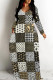 Multicolor Casual Geometric Print Pocket Contrast O Neck Printed Dresses