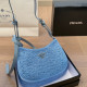 Blue Celebrities Solid Color Patchwork Zipper Rhinestone Decor Bags