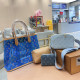 Blue Vacation Letters Patchwork Zipper Contrast Bags