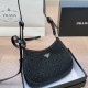 Black Celebrities Solid Color Patchwork Zipper Rhinestone Decor Bags
