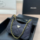Black Street Solid Color Patchwork Chains Zipper Bags