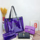 Purple Casual Letters See-Through Zipper Contrast Bags