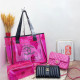 Rose Red Casual Letters See-Through Zipper Contrast Bags