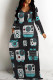 Black Casual Geometric Print Pocket Contrast O Neck Printed Dresses