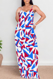 Green Sexy Floral Print The stars Pocket Contrast V Neck Printed Dresses