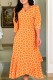 Black Casual Print Hollow Out Belted O Neck Long Dresses