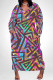 Multicolor Casual Floral Print Pocket Contrast V Neck Printed Plus Size Dresses