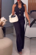 Black Casual Solid Color Buttons Turndown Collar Sleeveless Two Pieces