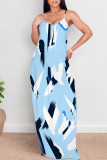 Green Sexy Floral Print The stars Pocket Contrast V Neck Printed Dresses