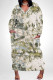 Gray Green Casual Floral Print Pocket Contrast V Neck Printed Plus Size Dresses