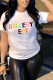White Casual Letter Print O Neck T-Shirts