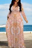 Snake Print Casual Zebra Print Snakeskin Print Pocket Contrast O Neck Printed Dresses