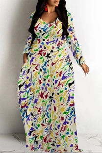 Light Yellow Casual Zebra Print Snakeskin Print Pocket Contrast O Neck Printed Dresses