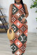 Orange Casual Colorblock Letter Print Pocket Contrast O Neck Printed Dresses