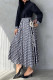 Black Elegant Letter Print Patchwork Contrast Turndown Collar Long Sleeve Two Pieces
