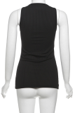 Black Sexy Print Patchwork U Neck T-Shirts