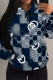 Tibetan Blue Casual Butterfly Letter Print Flowers Draw String Pocket Hooded Tops