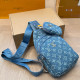 The cowboy blue Casual Letters Distressed Zipper Bags