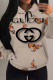 Khaki Casual Letter Print Draw String Pocket Hooded Tops