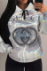 Silver Casual Letter Print Draw String Pocket Hooded Tops