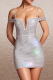 White Sexy Solid Color Patchwork Hot Drill Zipper Spaghetti Strap Sling Dresses
