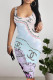Multi-color Casual Flowers Letters Bow printing Contrast U Neck Printed Dresses