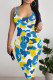 White Sexy Camouflage Print Contrast U Neck Printed Dresses