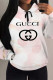 Pink Casual Letter Print Draw String Pocket Hooded Tops