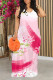 Pink Casual Fruit Print Contrast O Neck Printed Dresses