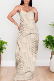 Green Casual Geometric Print Pocket Contrast O Neck Printed Dresses