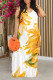 Yellow Casual Fruit Print Contrast O Neck Printed Dresses