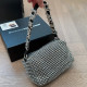 Silver Celebrities Solid Color Zipper Rhinestone Decor Bags