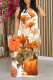 Orange Casual Fruit Print Contrast O Neck Printed Dresses